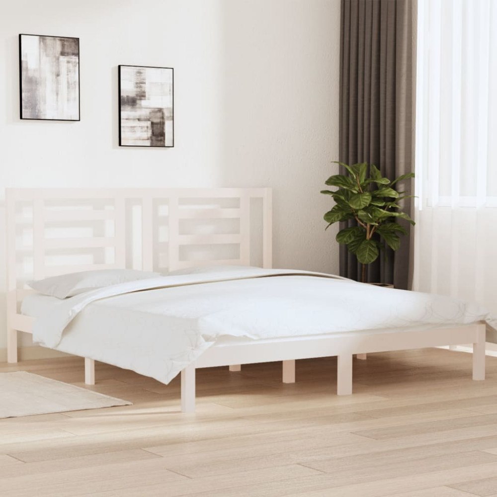 vidaXL Sängram vit massivt trä 180x200 cm