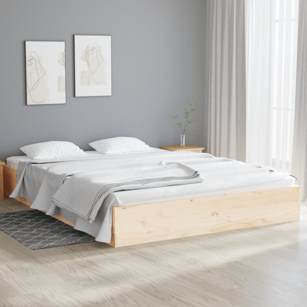 vidaXL Sängram massivt trä 135x190 cm