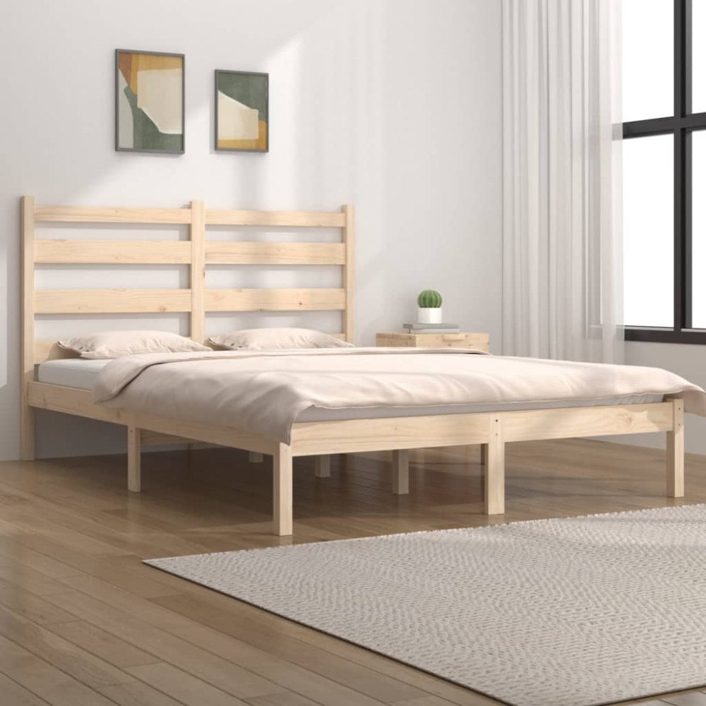 vidaXL Sängram massiv furu 140x200 cm