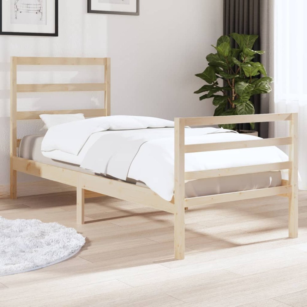 vidaXL Sängram massiv furu 90x190 cm
