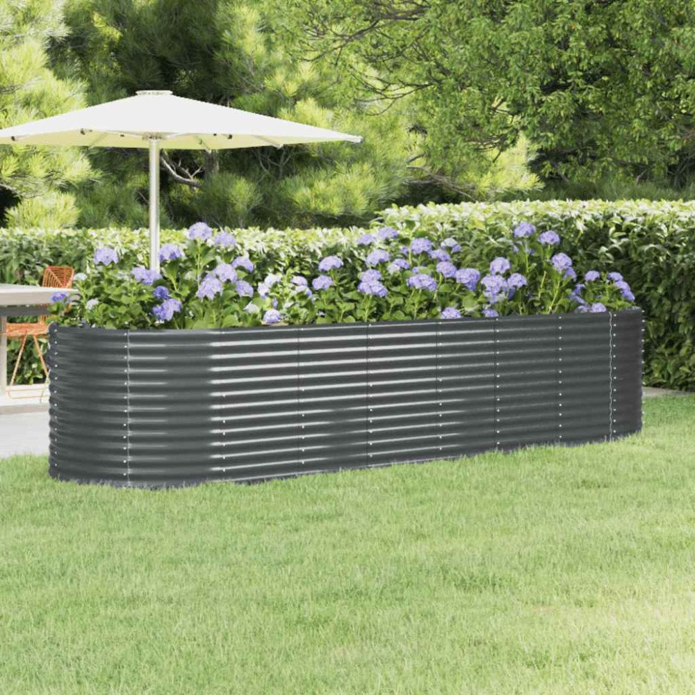 vidaXL Odlingslåda galvaniserat stål 322x100x68 cm antracit