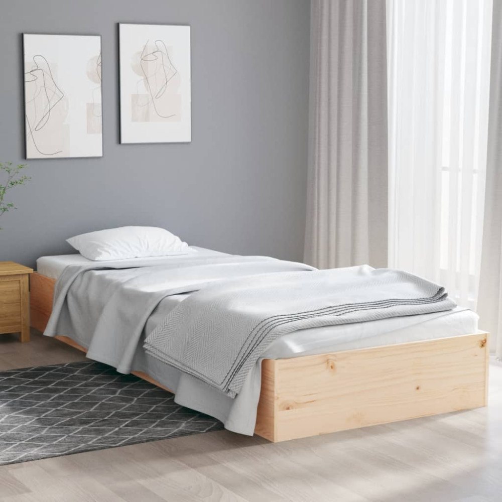vidaXL Sängram massivt trä 90x190 cm