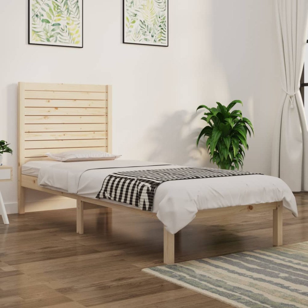 vidaXL Sängram massivt trä 90x190 cm