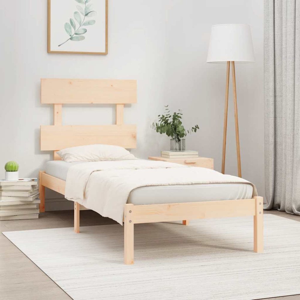 vidaXL Sängram massivt trä 90x190 cm