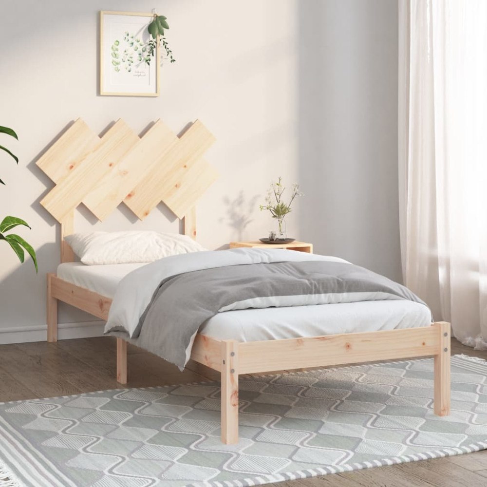 vidaXL Sängram massiv furu 90x190 cm