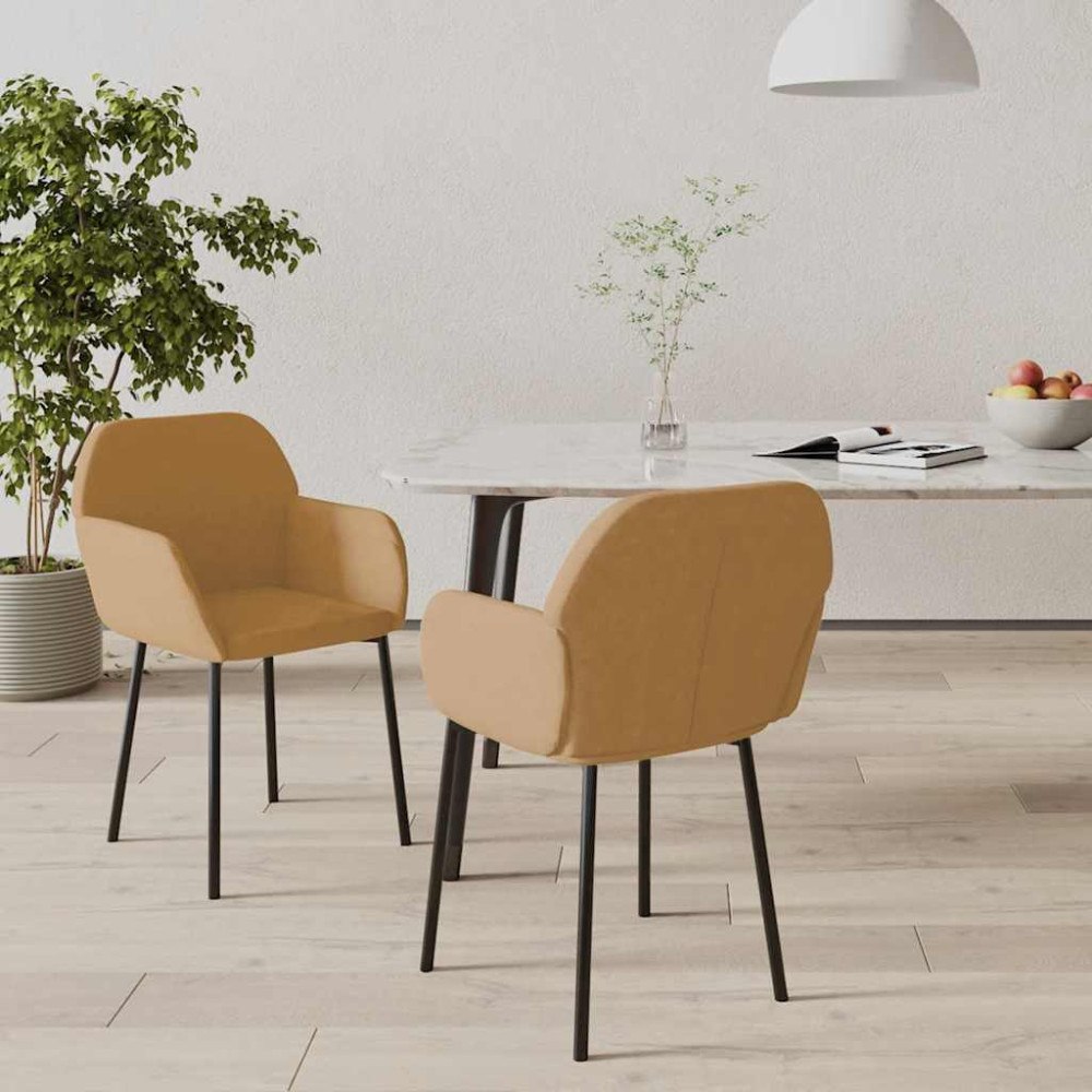 vidaXL Matstolar 2 st brun sammet