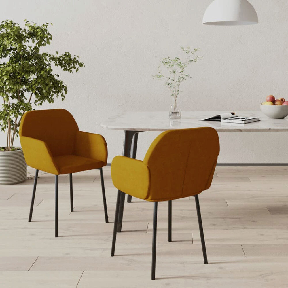 vidaXL Matstolar 2 st brun sammet