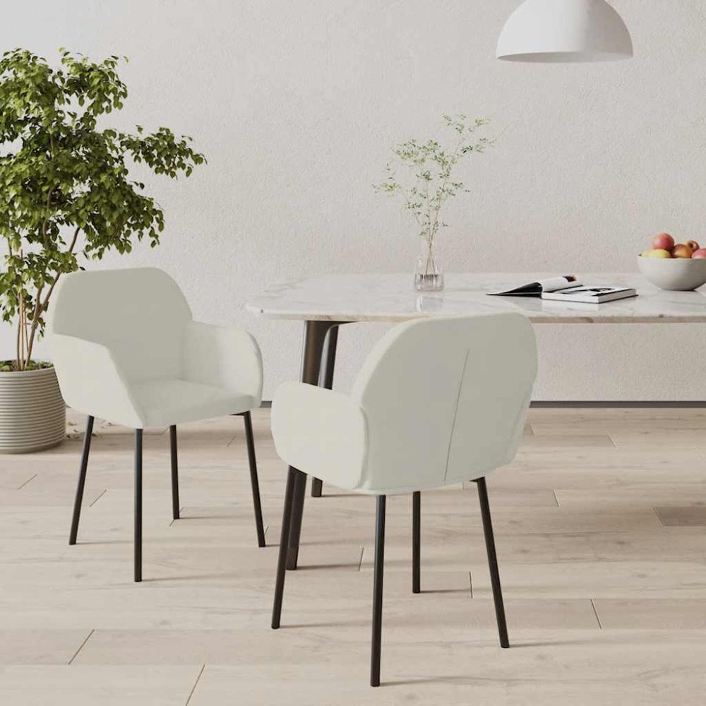 vidaXL Matstolar 2 st gräddvit sammet