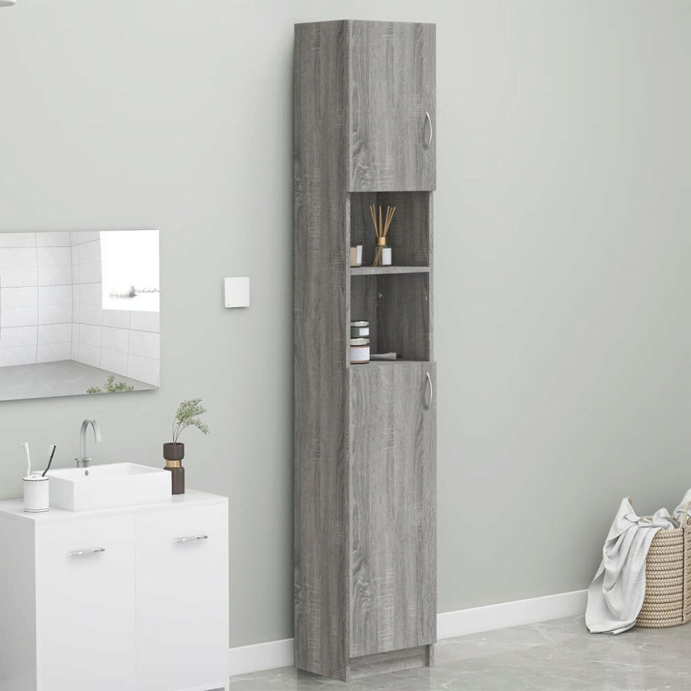 vidaXL Badrumsskåp grå sonoma 32x25,5x190 cm konstruerat trä