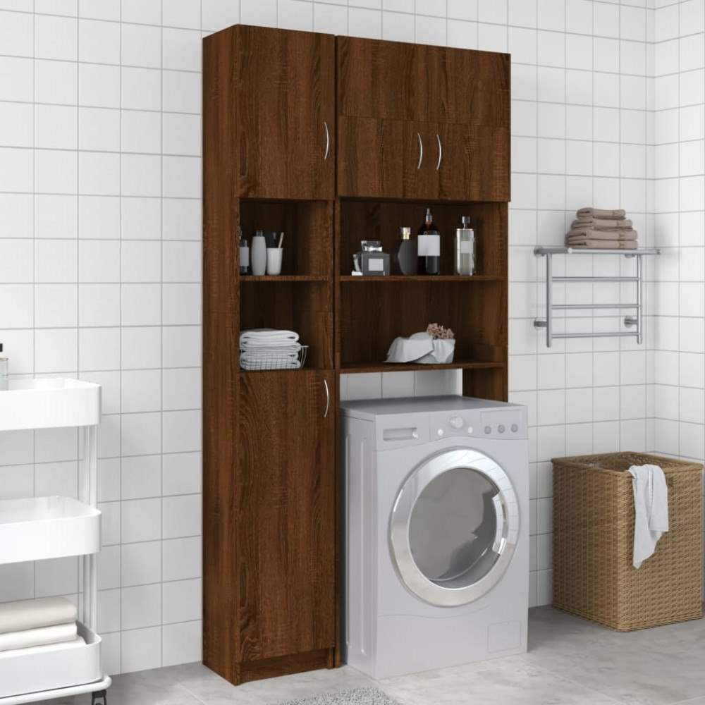 vidaXL Badrumsskåp brun ek 32x25,5x190 cm konstruerat trä