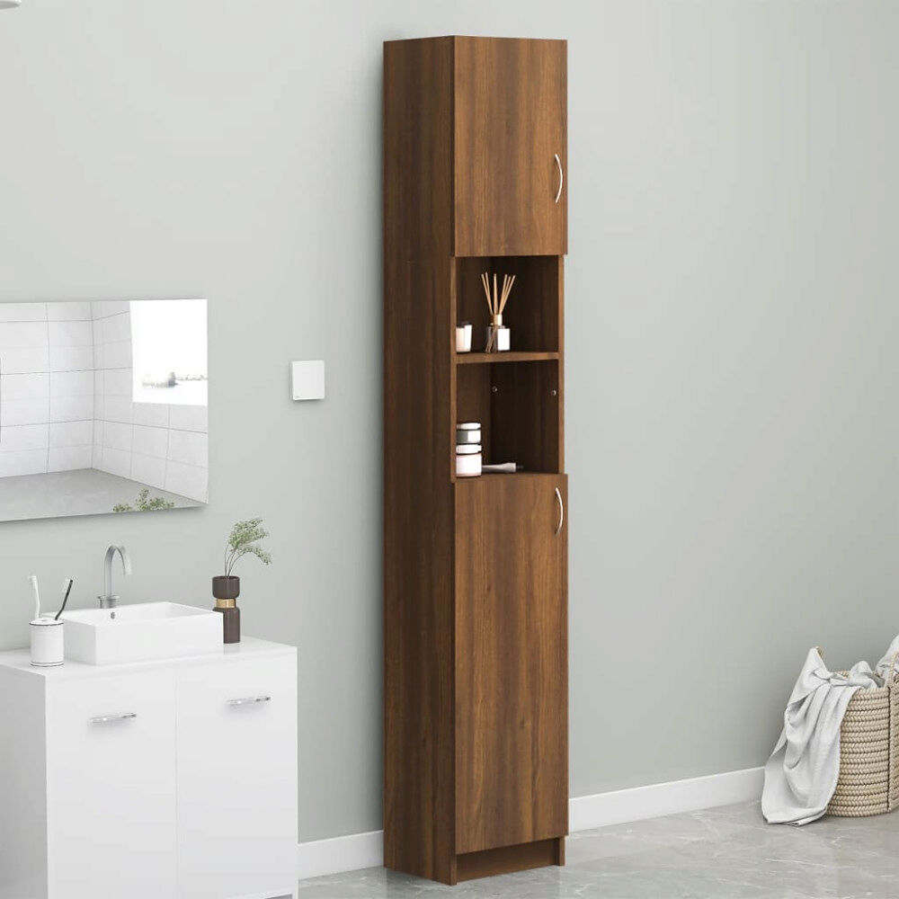 vidaXL Badrumsskåp brun ek 32x25,5x190 cm konstruerat trä