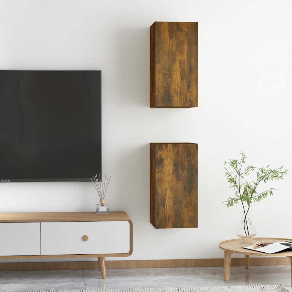 vidaXL Tv-skåp 2 st rökfärgad ek 30,5x30x60 cm konstruerat trä