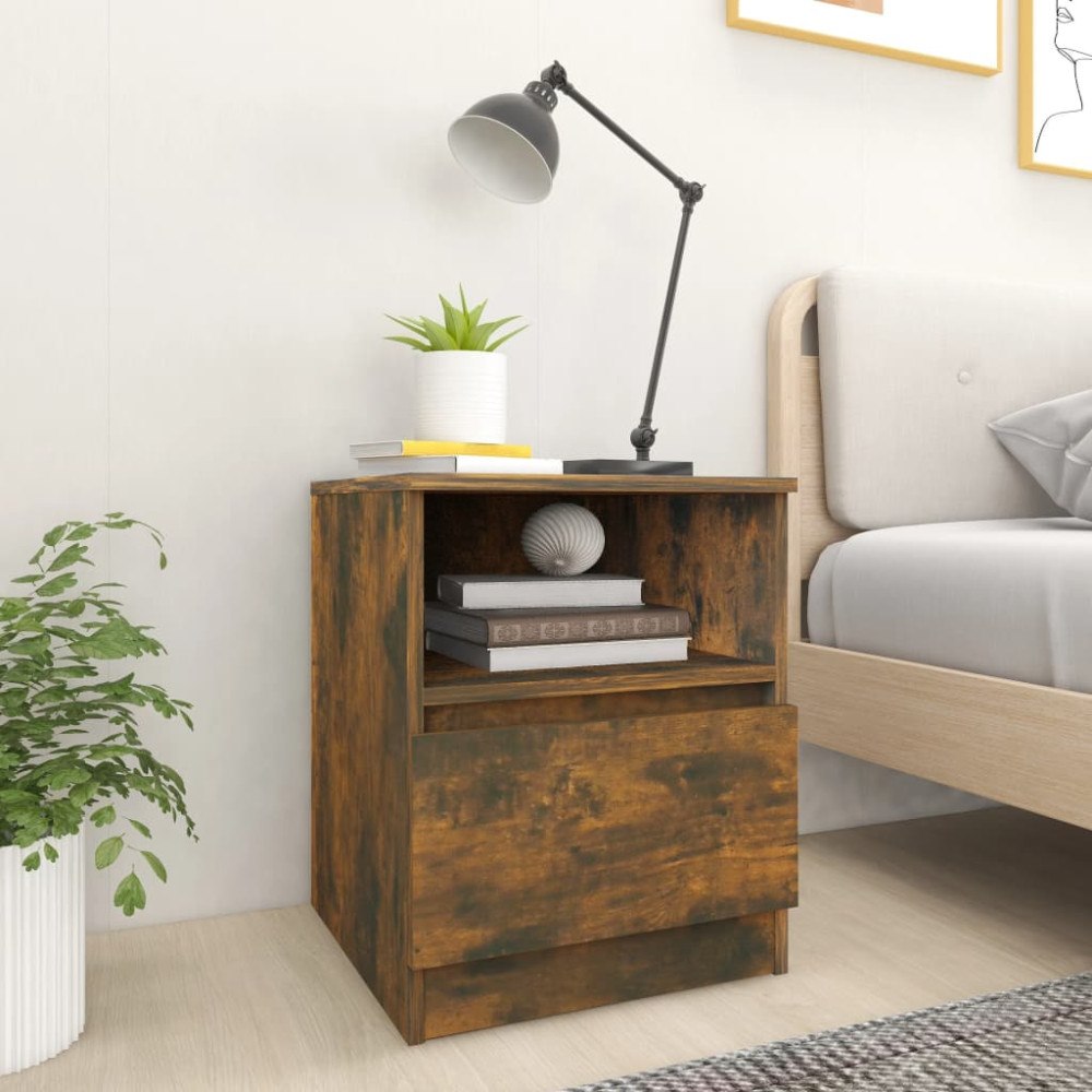 vidaXL Sängbord 2 st rökfärgad ek 40x40x50 cm konstruerat trä