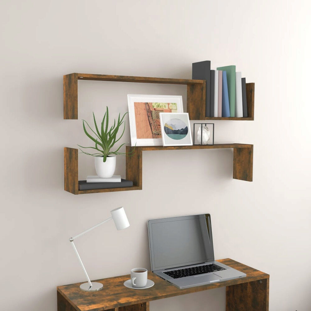 vidaXL Vägghyllor 2 st rökfärgad ek 100x15x20 cm konstruerat trä
