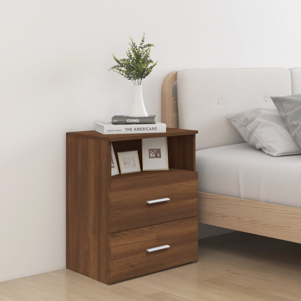 vidaXL Sängbord brun ek 50x32x60 cm