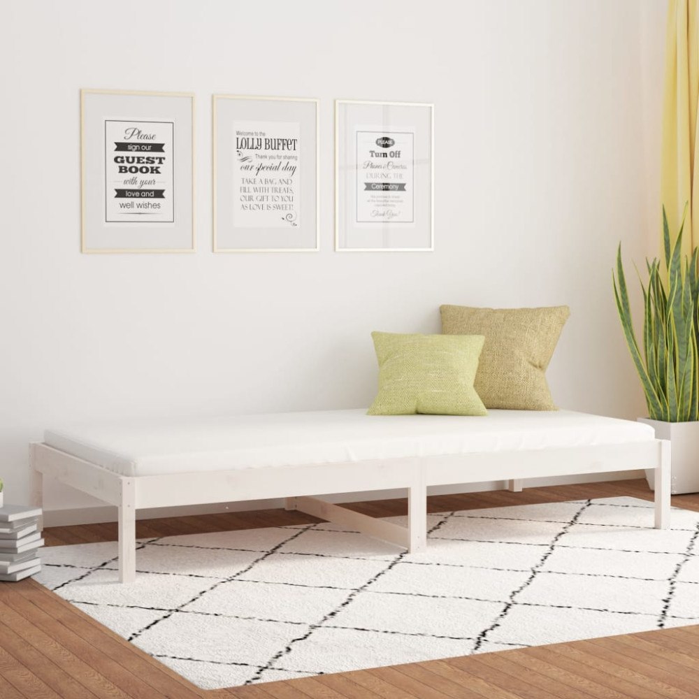 vidaXL Dagbädd utan madrass vit 90x200 cm massiv furu