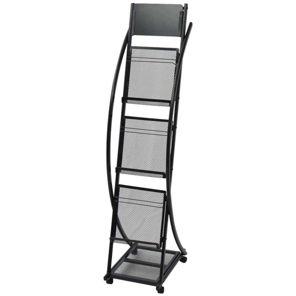 vidaXL Tidningsställ 40x32x131 cm svart A4