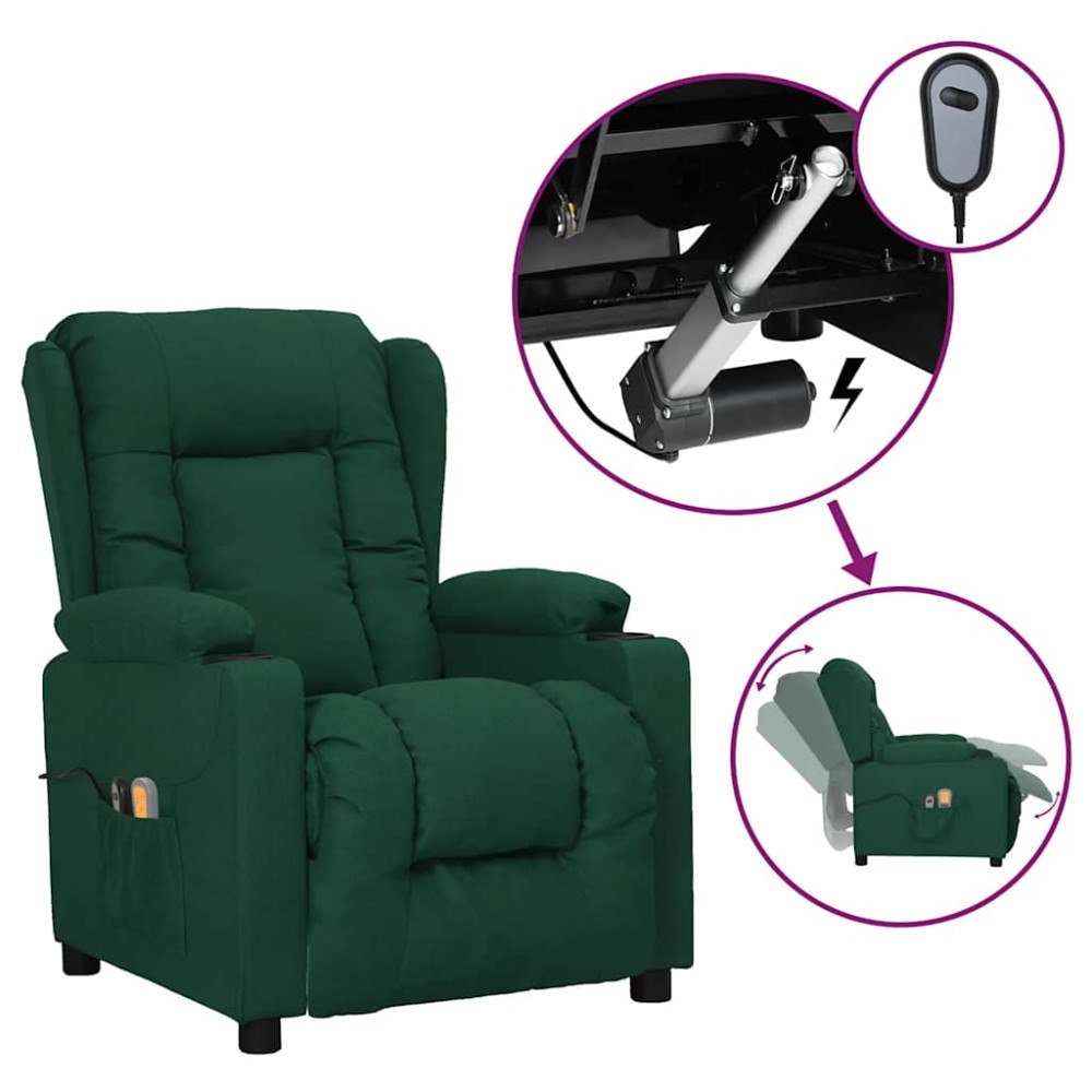 vidaXL Massagefåtölj mörkgrön tyg