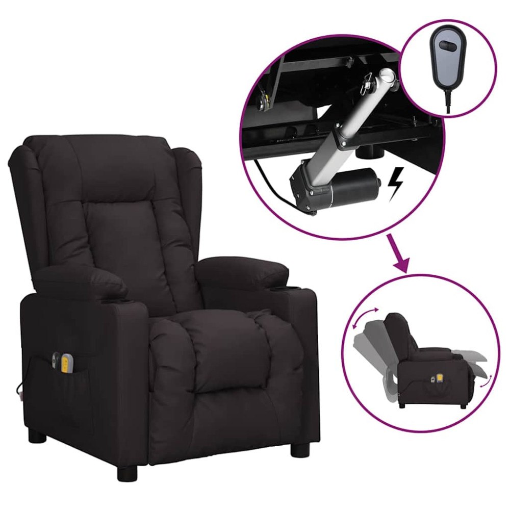 vidaXL Elektrisk massagefåtölj svart konstläder