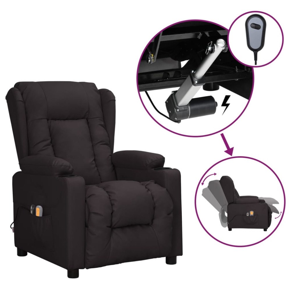 vidaXL Elektrisk massagefåtölj svart konstläder