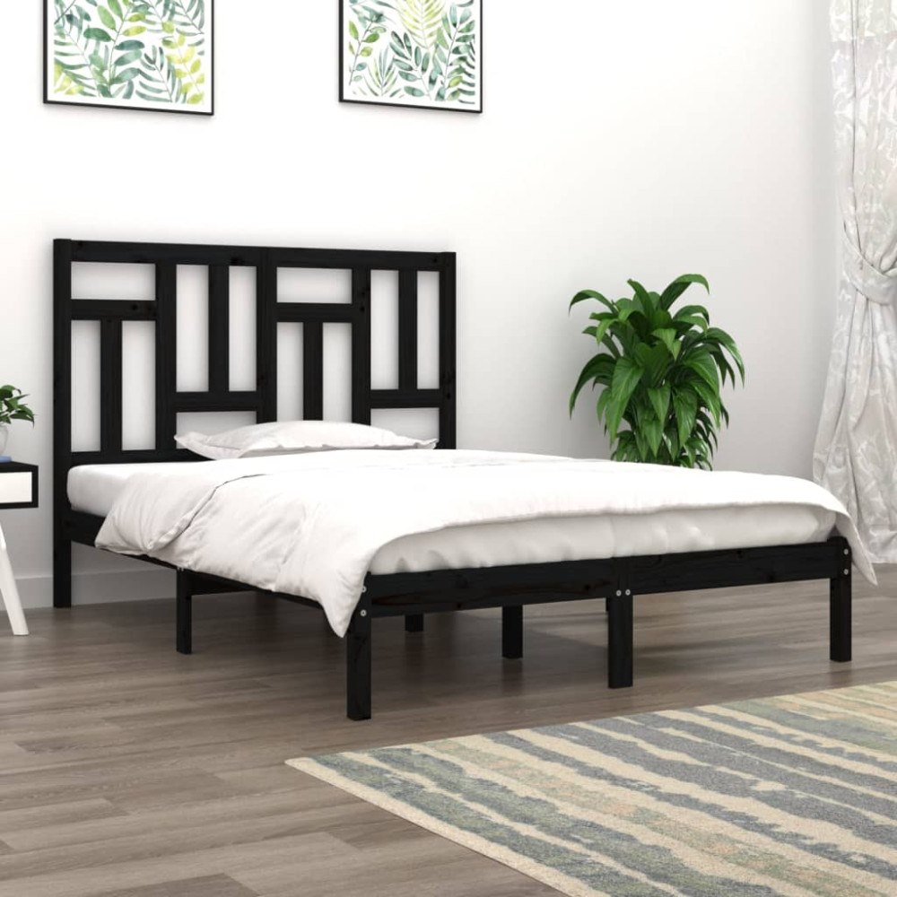 vidaXL Sängram svart massiv furu 200x200 cm