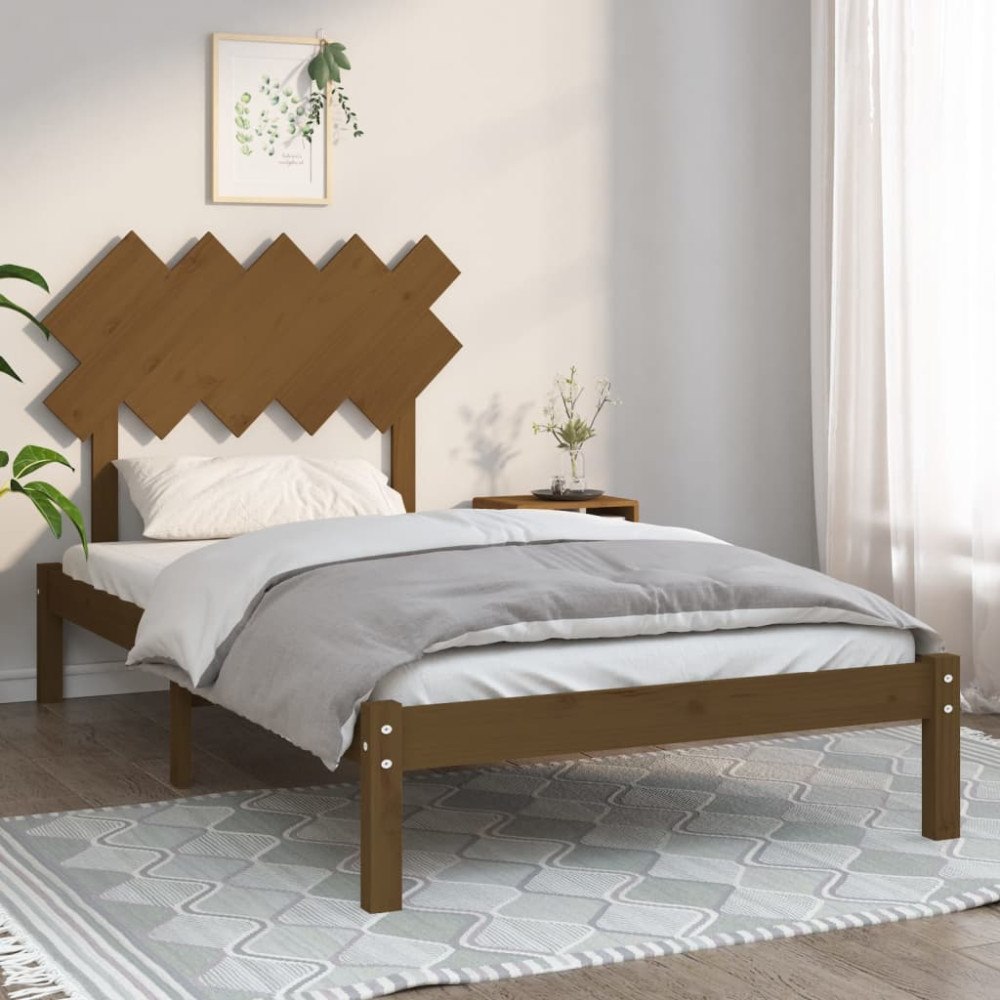 vidaXL Sängram honungsbrun 100x200 cm massivt trä