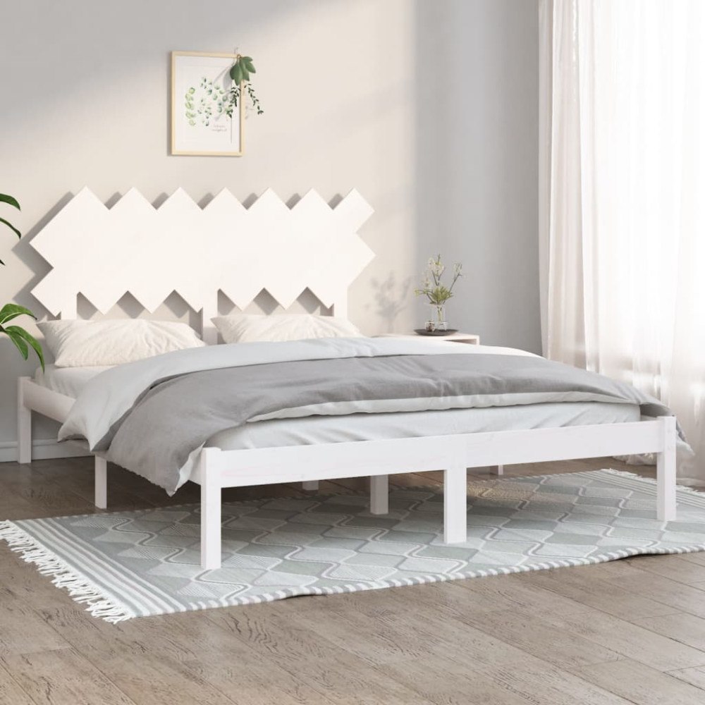 vidaXL Sängram vit 140x200 cm massivt trä