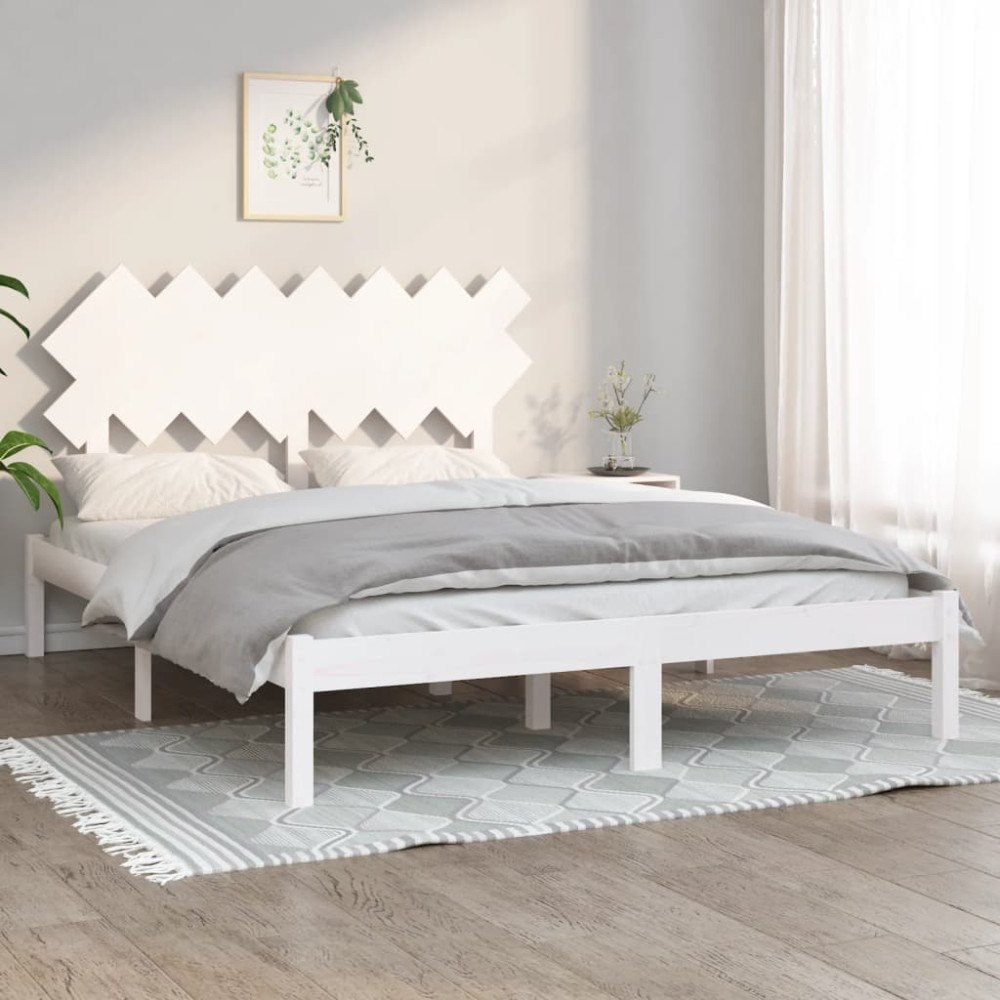 vidaXL Sängram massivt trä 150x200 cm vit