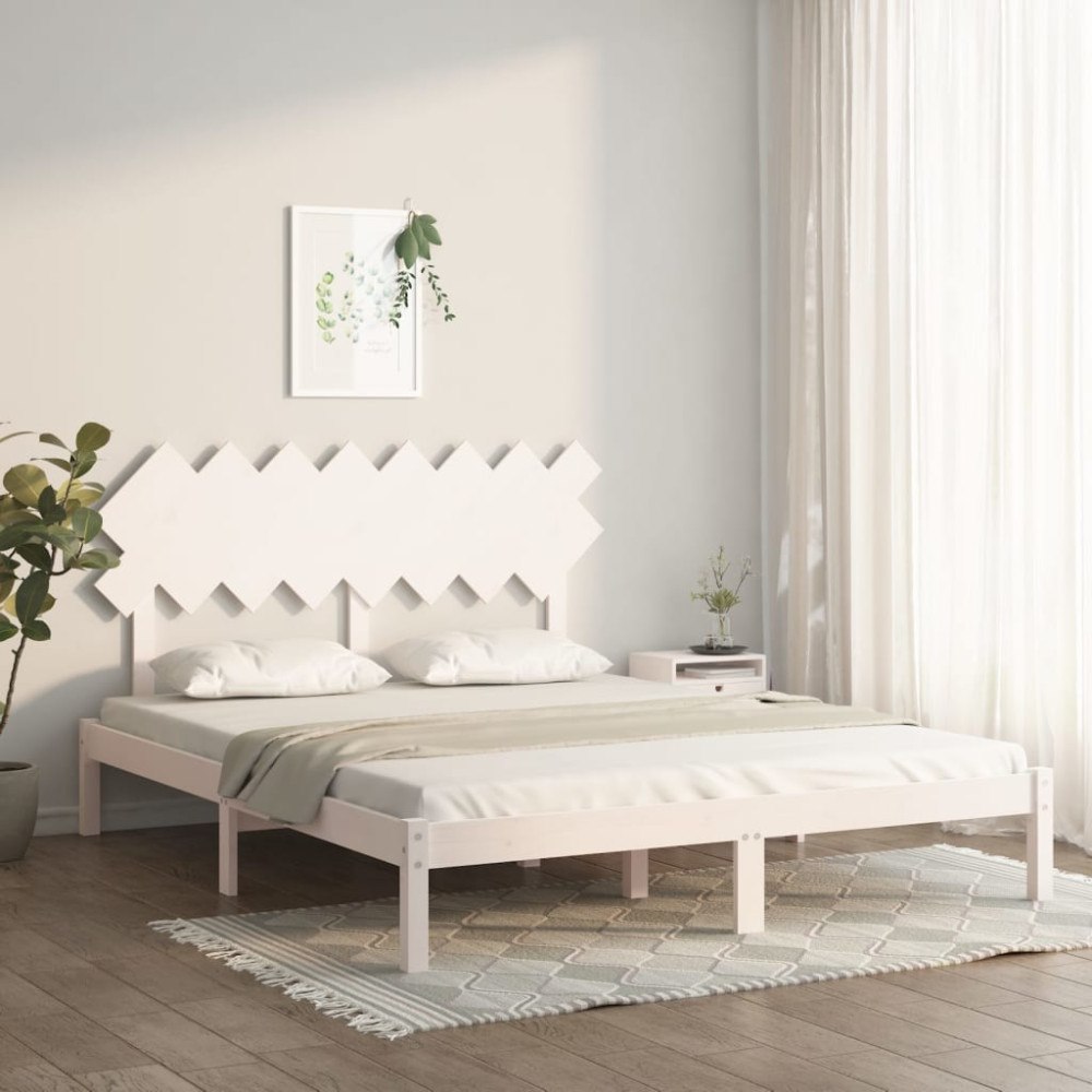 vidaXL Sängram vit 160x200 cm massivt trä