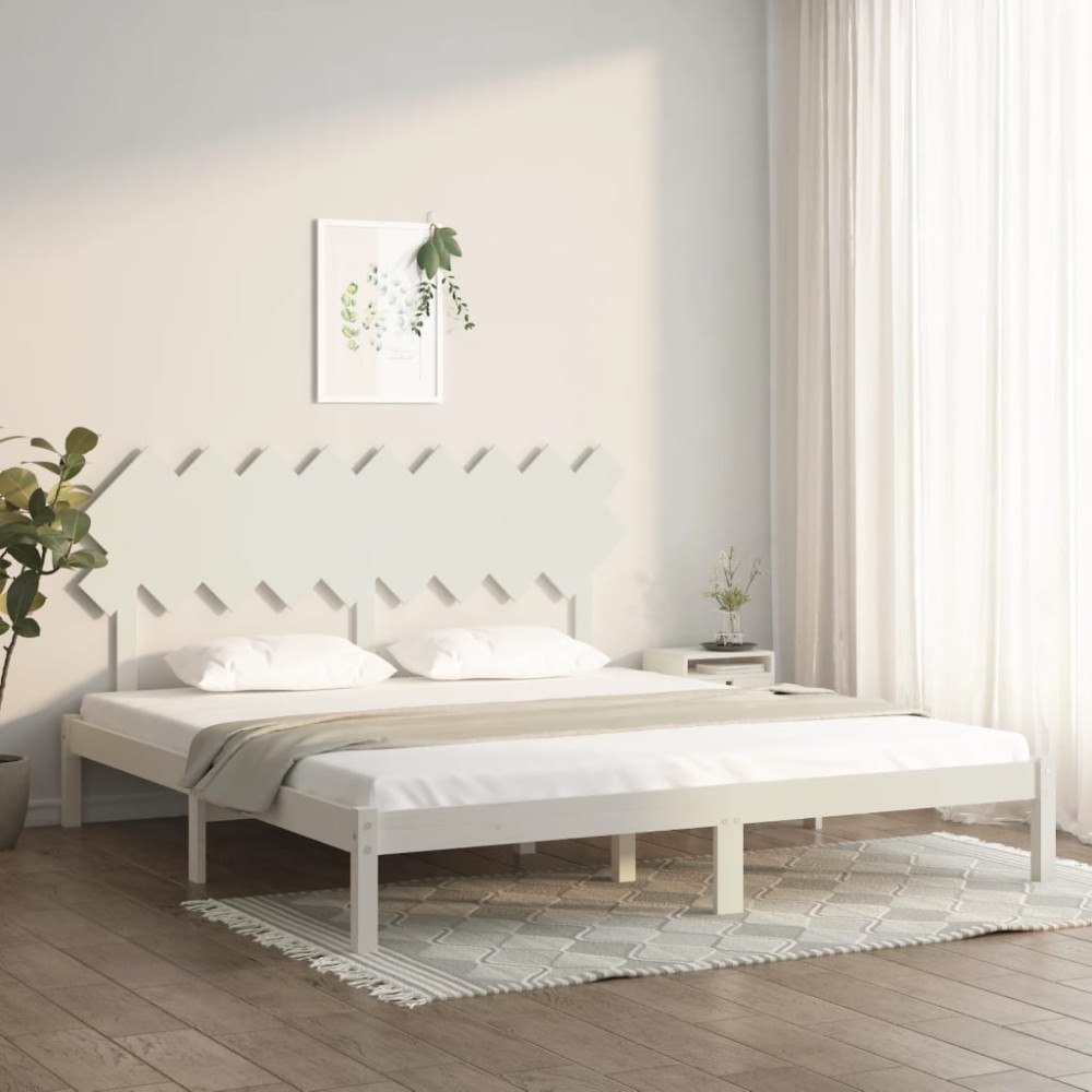 vidaXL Sängram massivt trä 180x200 cm vit
