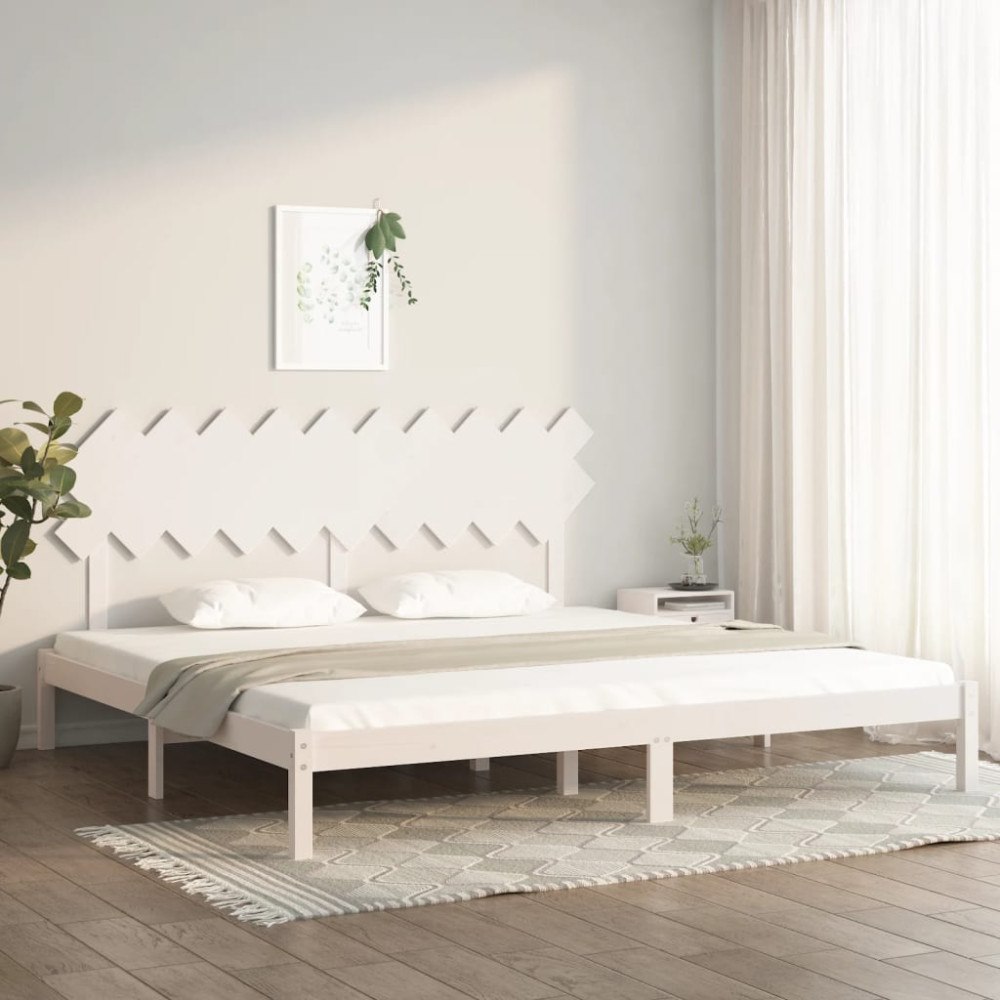 vidaXL Sängram vit 200x200 cm massivt trä