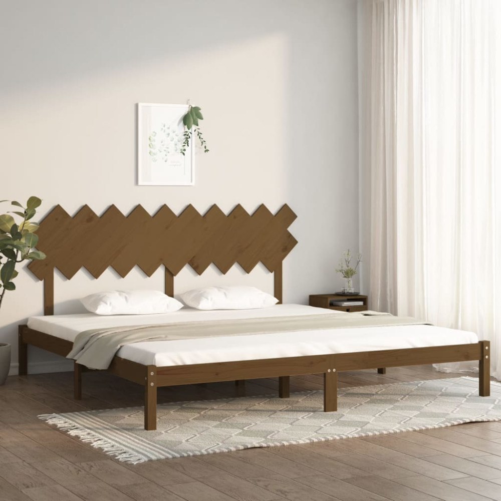 vidaXL Sängram LED honungsbrun 200x200 cm massivt trä