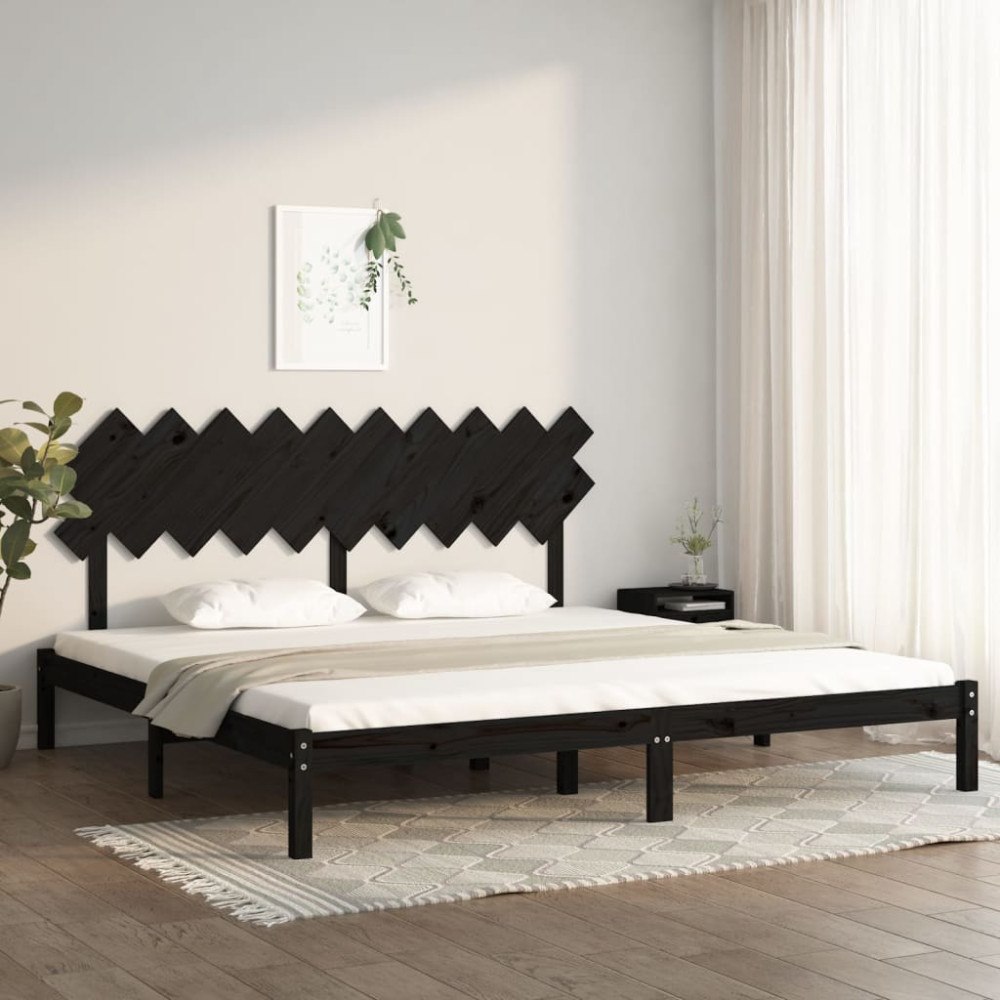 vidaXL Sängram svart 200x200 cm massivt trä