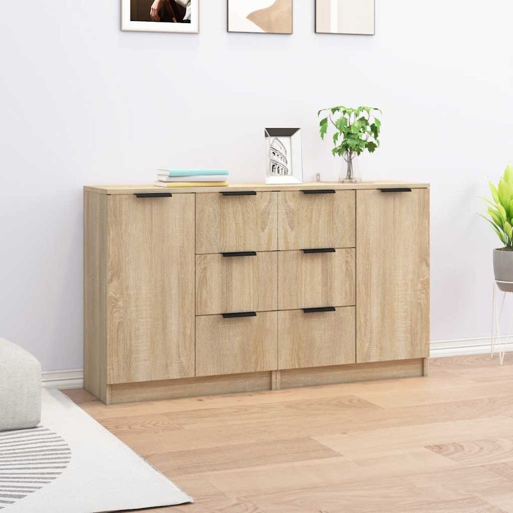 vidaXL Skänk 2 delar sonoma-ek 60x30x70 cm konstruerat trä