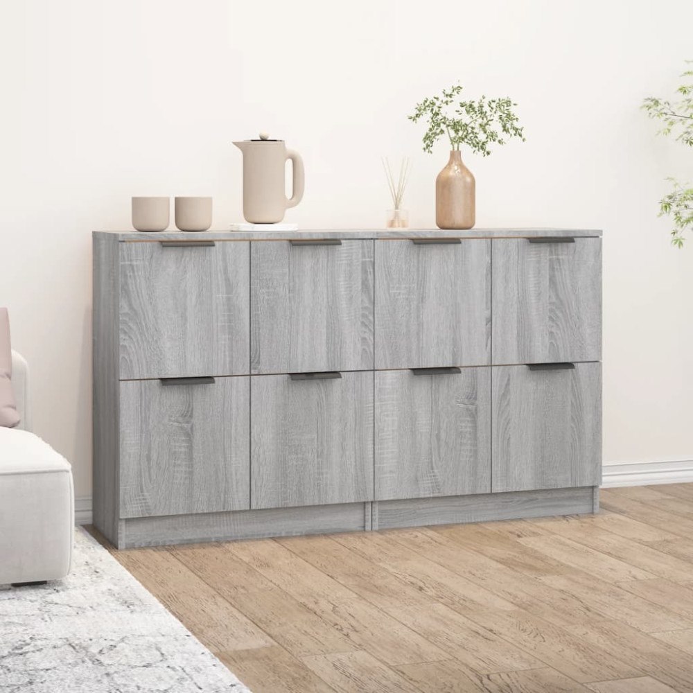vidaXL Skänk 2 delar grå sonoma 60x30x70 cm konstruerat trä