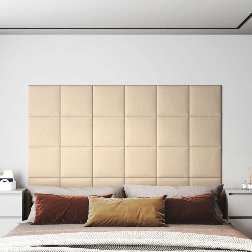 vidaXL Väggpaneler 12 st Gräddvit 30x30 cm tyg 1,08 m²