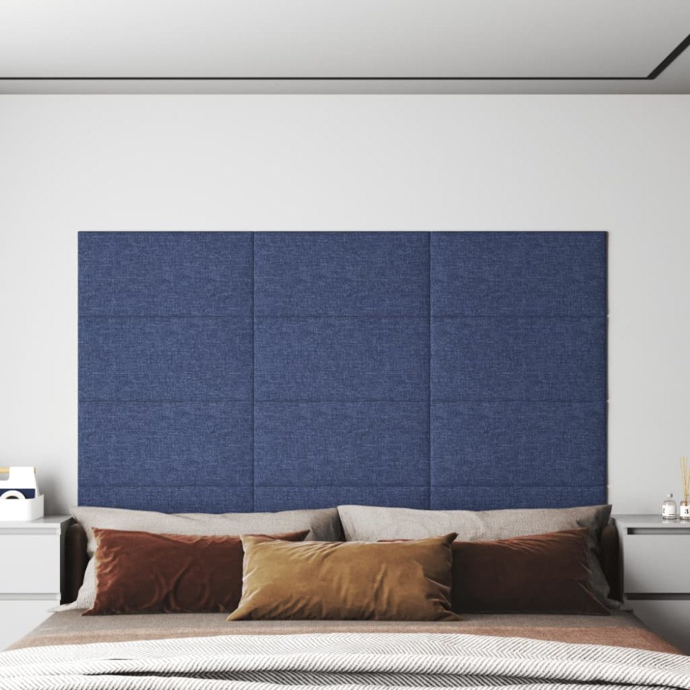 vidaXL Väggpaneler 12 st blå 60x30 cm tyg 2,16 m²