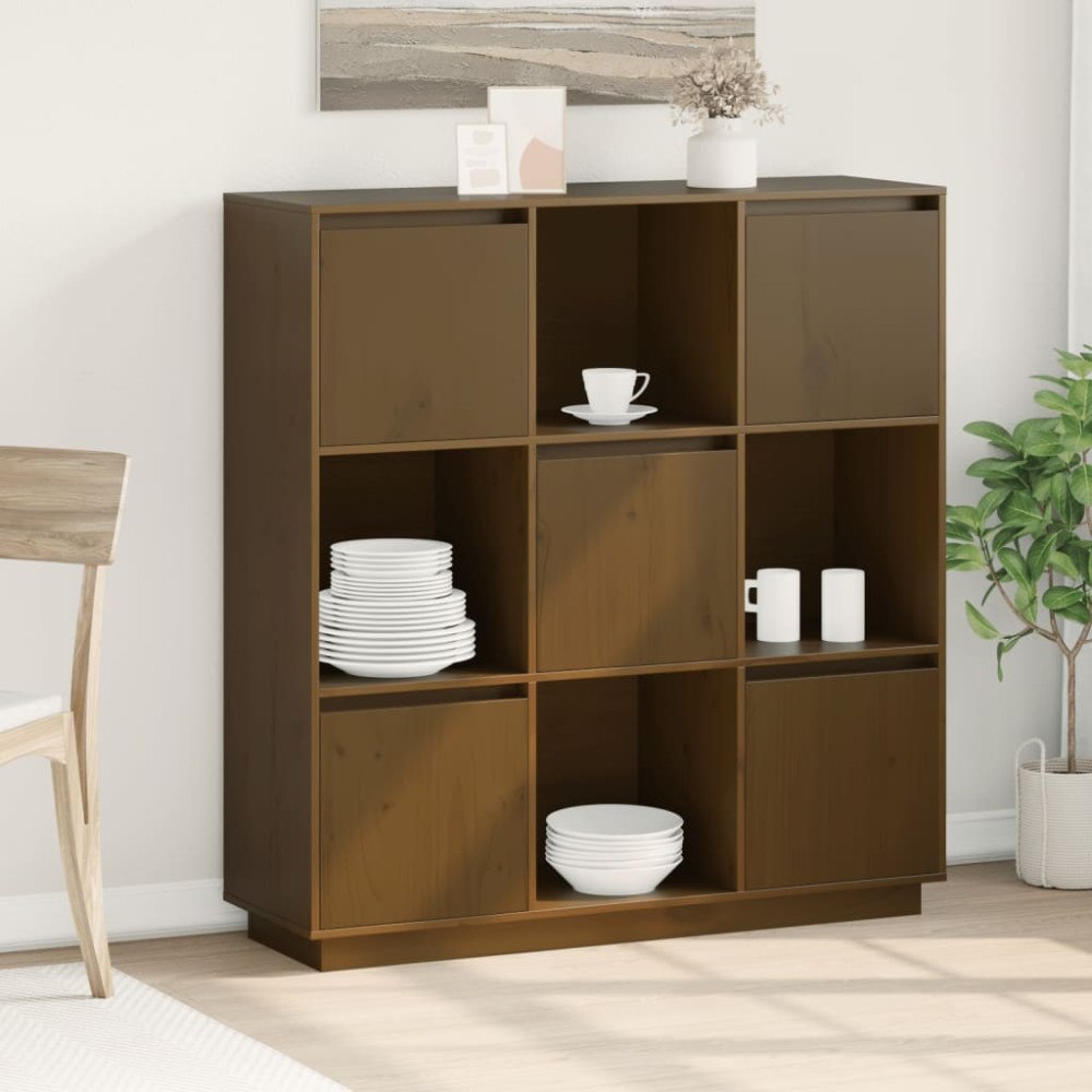 vidaXL Högskåp honungsbrun 110,5x35x117 cm massiv furu