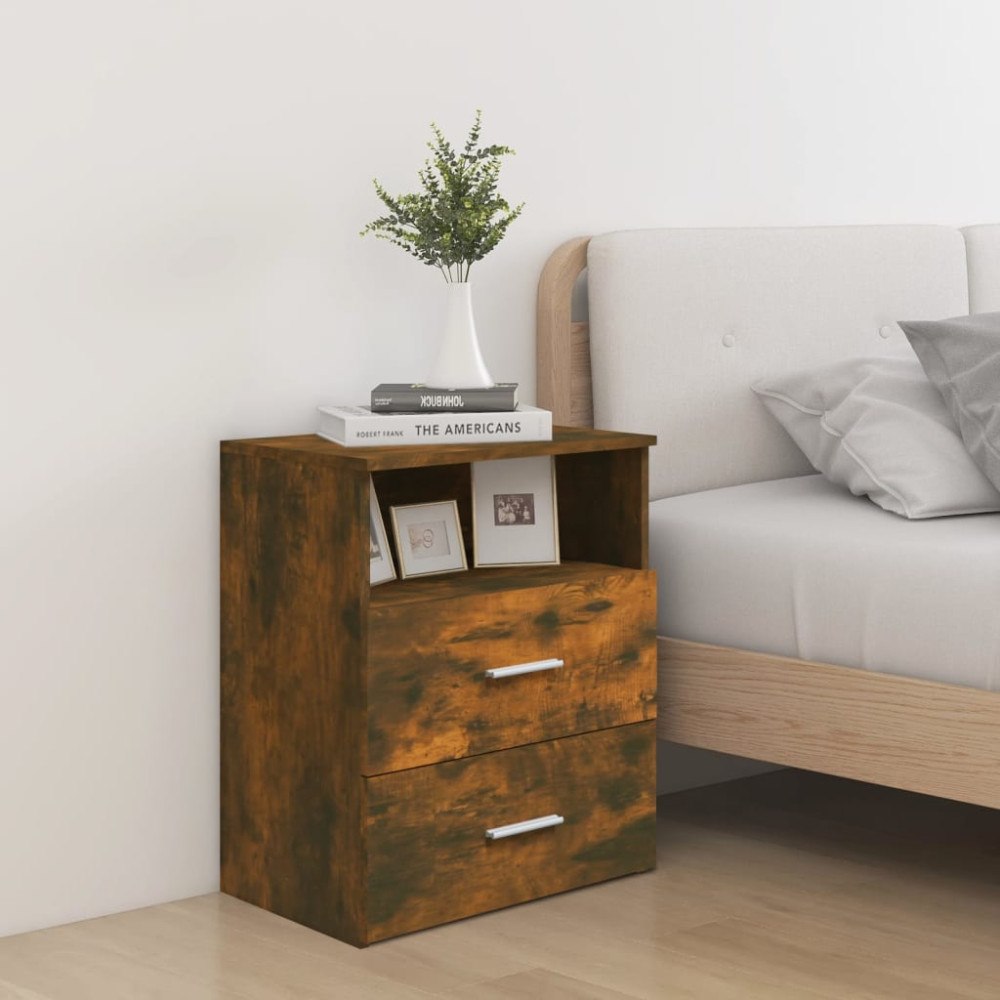vidaXL Sängbord 2 st rökfärgad ek 50x32x60 cm