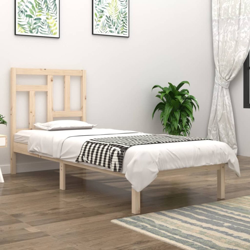vidaXL Sängram utan madrass 90x190 cm massiv furu