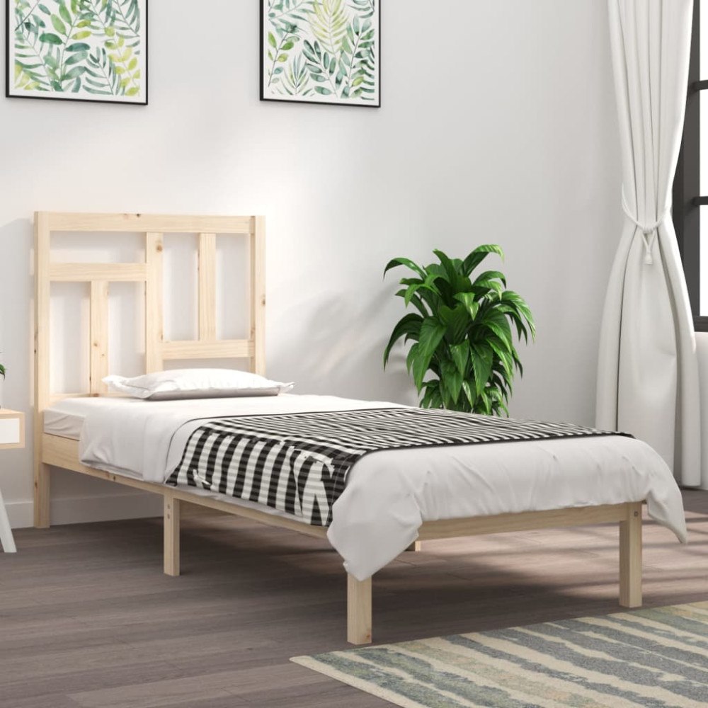 vidaXL Sängram utan madrass 90x200 cm massiv furu