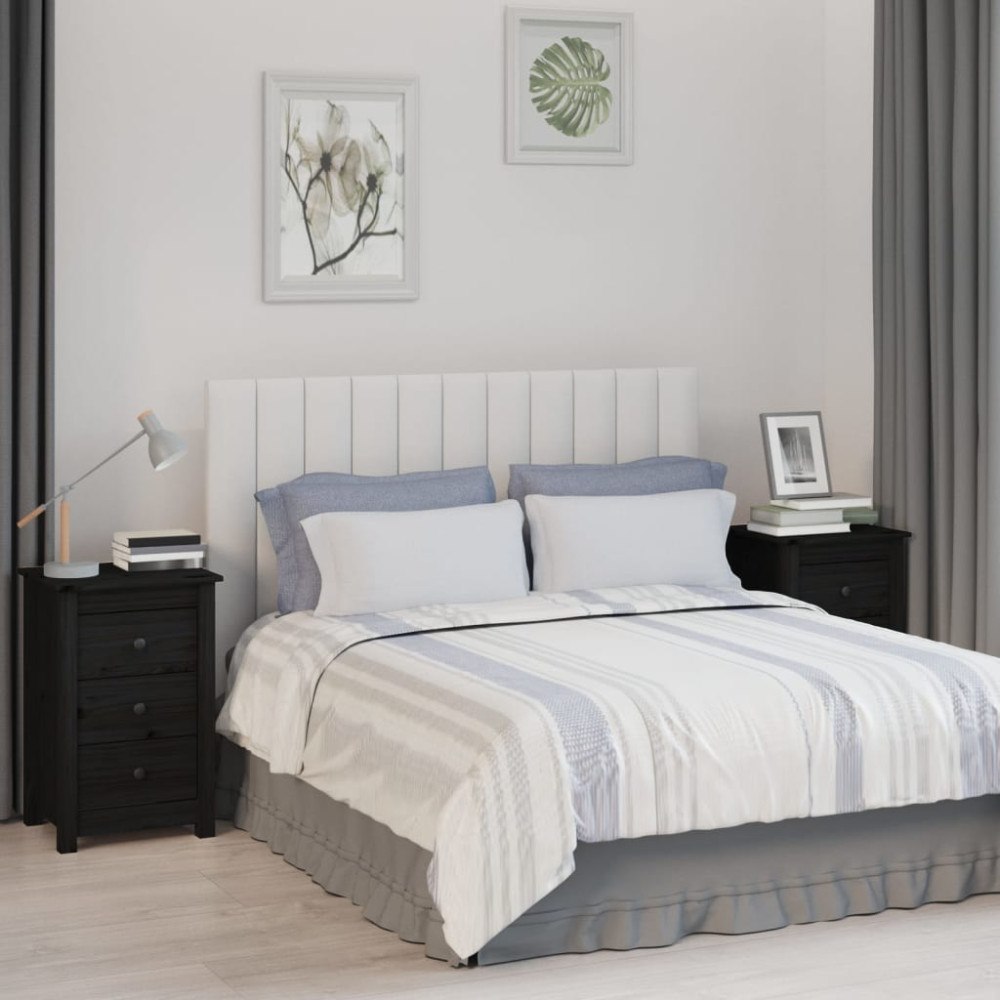 vidaXL Sängbord 2 st svart 40x35x61,5 cm massiv furu