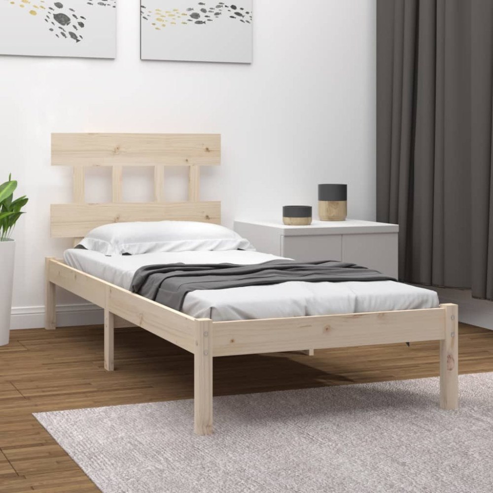 vidaXL Sängram massivt trä 90x190 cm