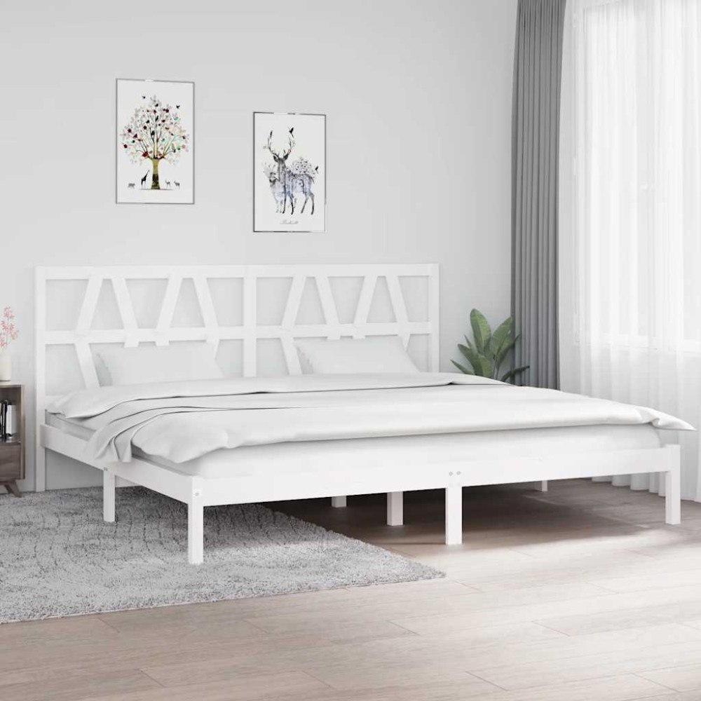 vidaXL Sängram vit massiv furu 200x200 cm