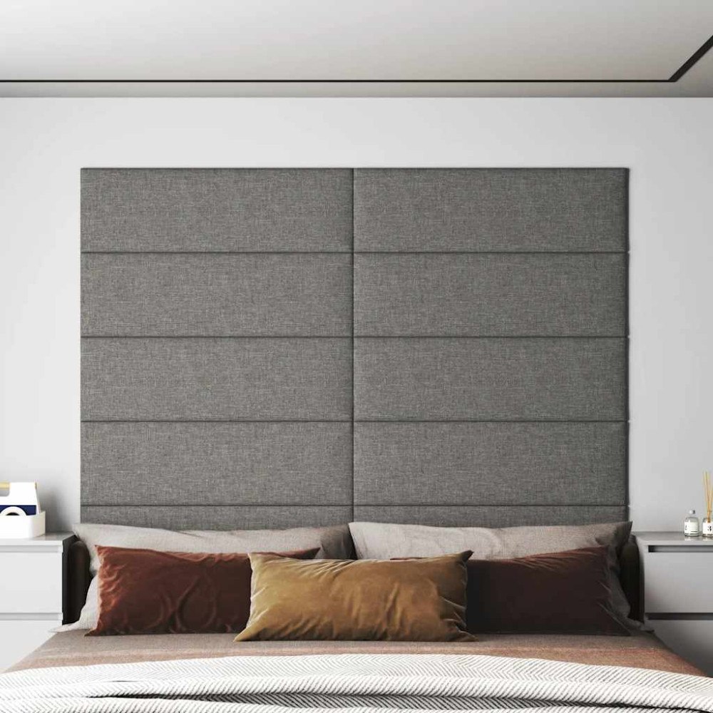 vidaXL Väggpaneler 12 st ljusgrå 90x30 cm tyg 3,24 m²
