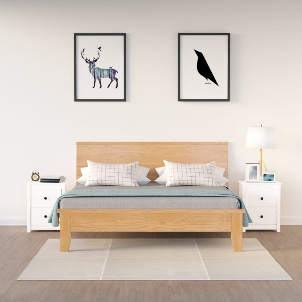 vidaXL Sängbord 2 st vit 50x35x61,5 cm massiv furu