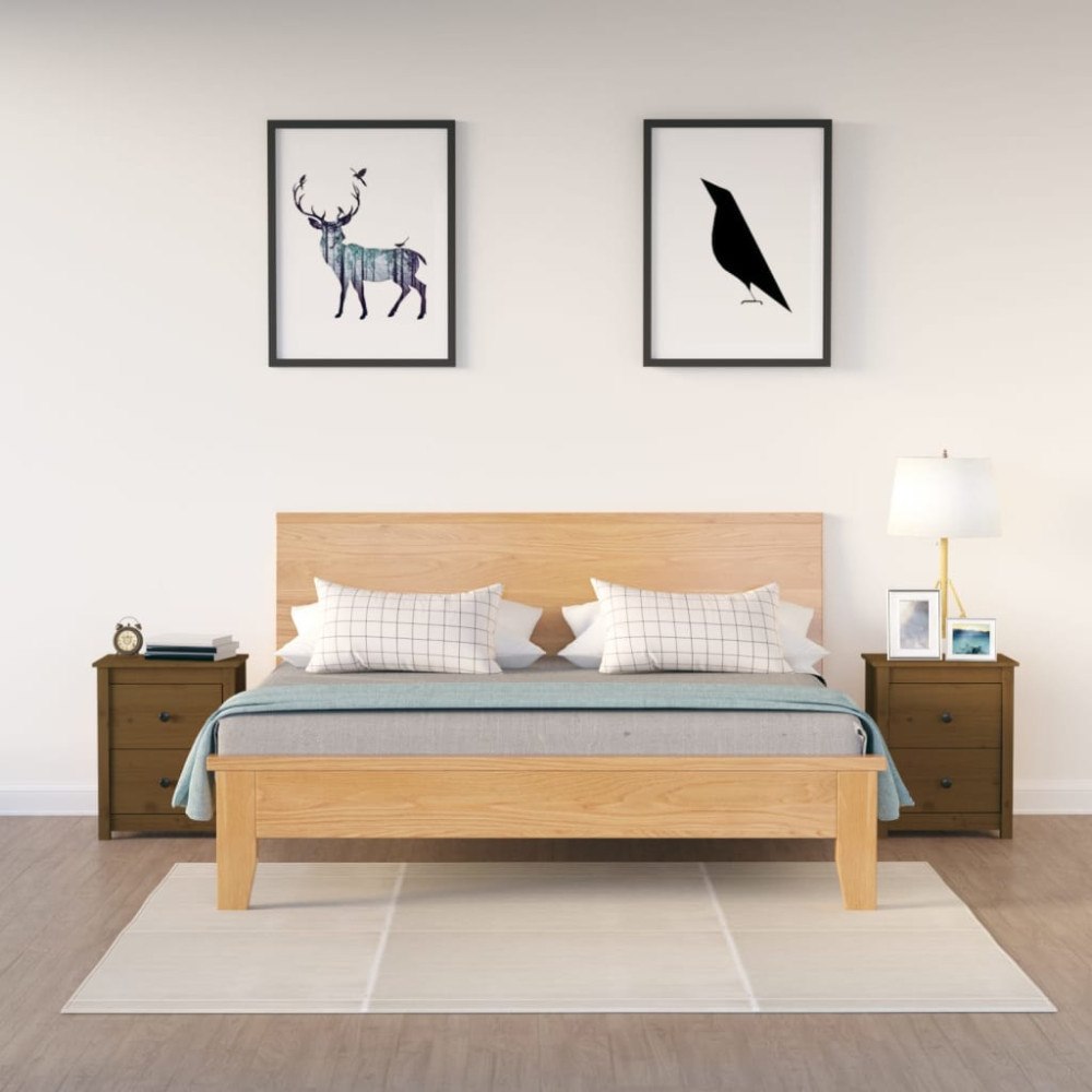 vidaXL Sängbord 2 st honungsbrun 50x35x61,5 cm massiv furu