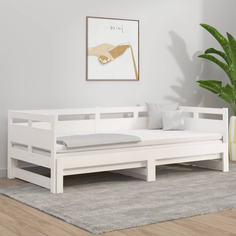 vidaXL Bäddsoffa vit massiv furu 2x(80x200) cm