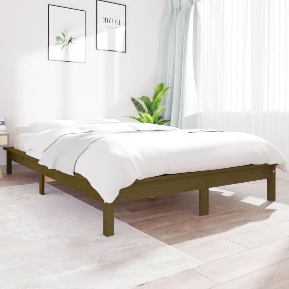vidaXL Sängram honungsbrun 160x200 cm massiv furu