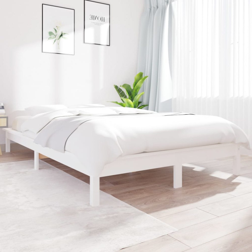vidaXL Sängram 180x200 cm massiv furu vit